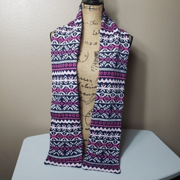 Vineyard Vines Wool/Angora/Cashmere Blend Fair Isle Stripe Reversible Scarf L/XL - Picture 3 of 5